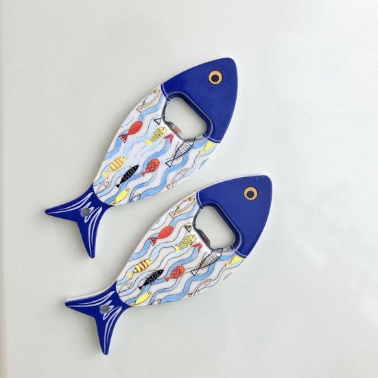Fish Bottle Opener Refrigerator Magnet Chinese Style Home Office Kitchen Locker Fridge Magnetic 3D Fish Decoration Ornament