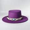 TurquoiseFedora Hat Women Men Autumn Winter Classic Felt Wide Brim Flat Top Jazz Panama Hat Casual Party Church Hat