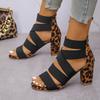 Roman Style Medium Heel Sandals New Summer Thick Heel Rear Zipper Bag Heel Sandals