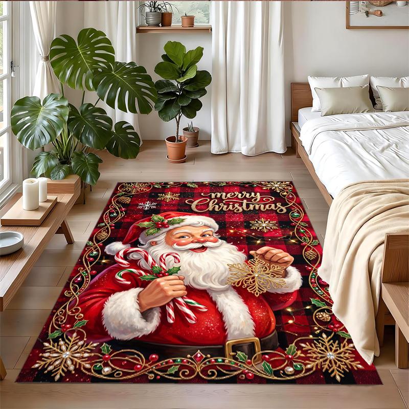 Christmas Printed Square Area Rug Soft Non Slip Floor Carpet For Bedroom Holiday Gift