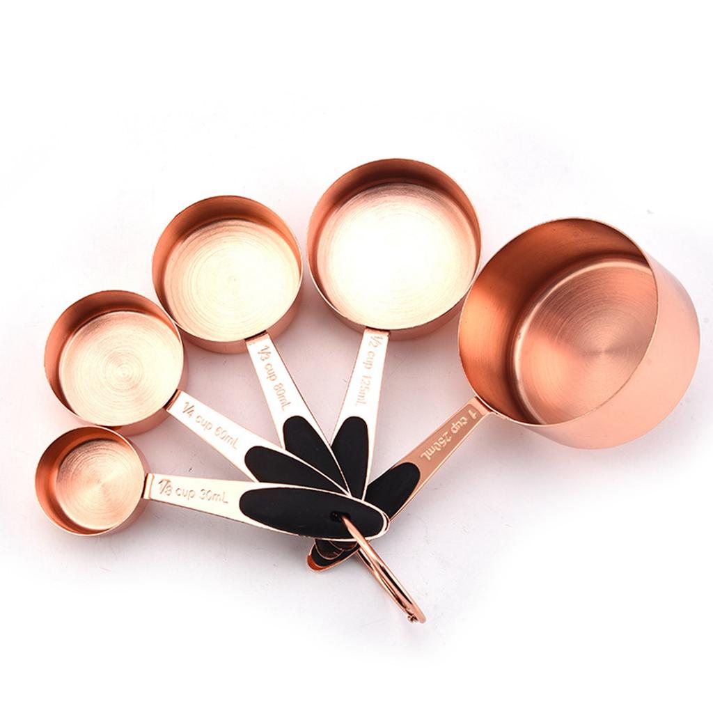 Rose Gold Stainless Steel Heavy Duty Baking Tool Sugar Scoop Measuring Cups Measuring Spoons Set