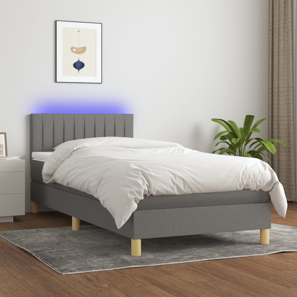 Vidaxl Kontinentalbett Mit Matratze, Dunkelgrauer Stoff, 80X200 Cm