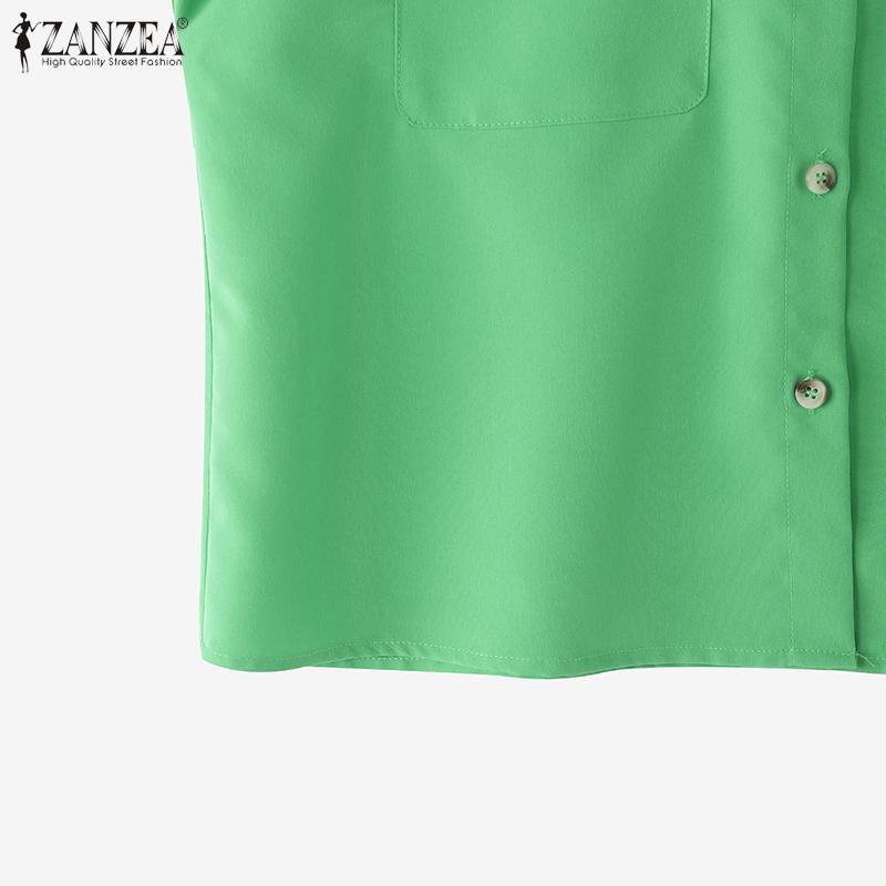 ZANZEA Chemisier d'été ample à manches courtes et col rond pour femme