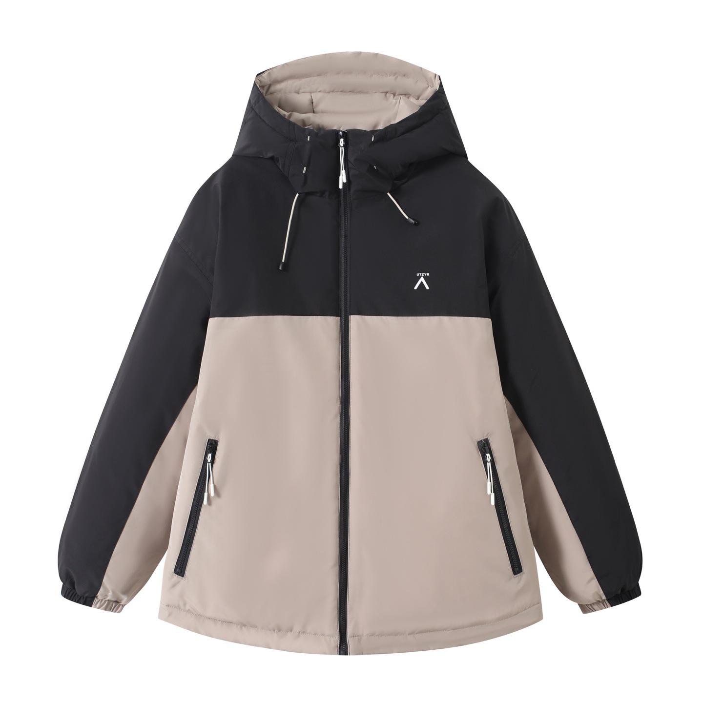 

Unisex Color Block Padded Jacket - Breathable, Warm, and Loose Fit for Autumn/Winter Large