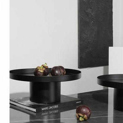 Round Black White Decorative Tray Plastic For Food Snacks Cake Dessert Buffet Presentation Tray Snack Storage Boxes Serving Tray