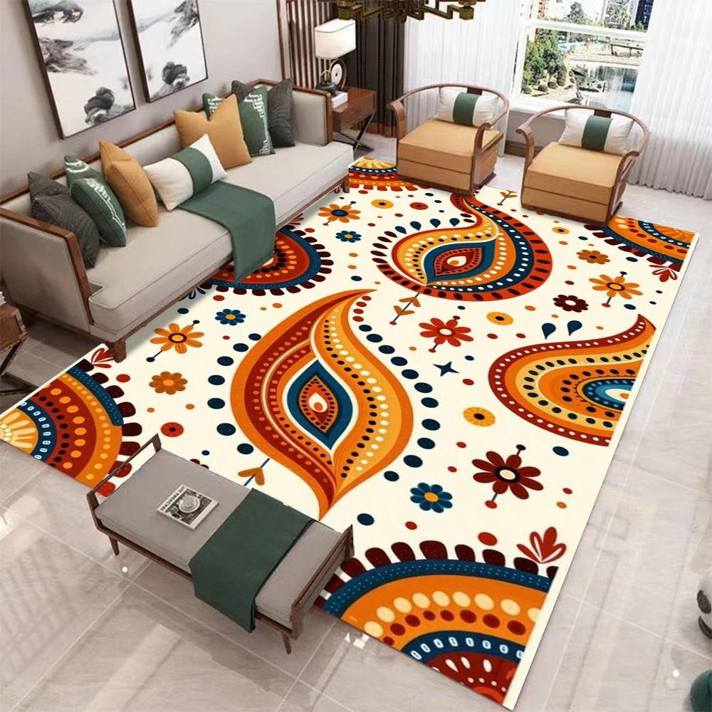 Bohemian Ethnic Floral Paisley Geometric Pattern Carpet NonSlip Soft Rug For Living Room Bedroom Home Decor Boho Style Lover U