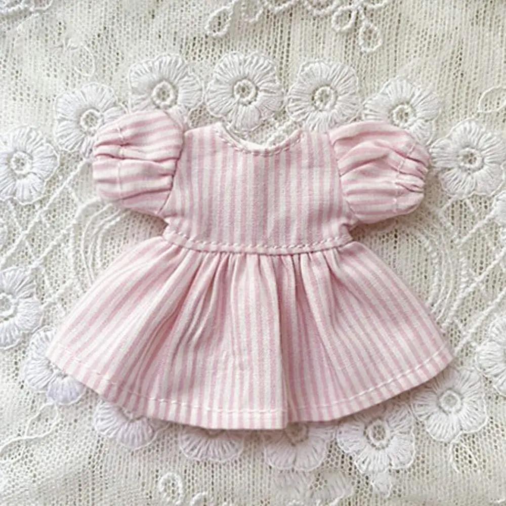 Handmade Printed Dresses For 1/11 OB11 Dolls Short Sleeve Outfits Dresses Fashion Doll Clothes Skirt For 1/12 BJD Dolls Tops