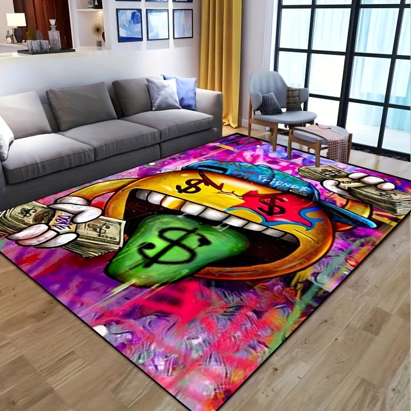 

1pc Graffiti Dollar Spitting Tongue Area Rug, Polyester Non-Slip Washable Mat for Bedroom, Gaming, Entryway, Machine Washab 50x80cm