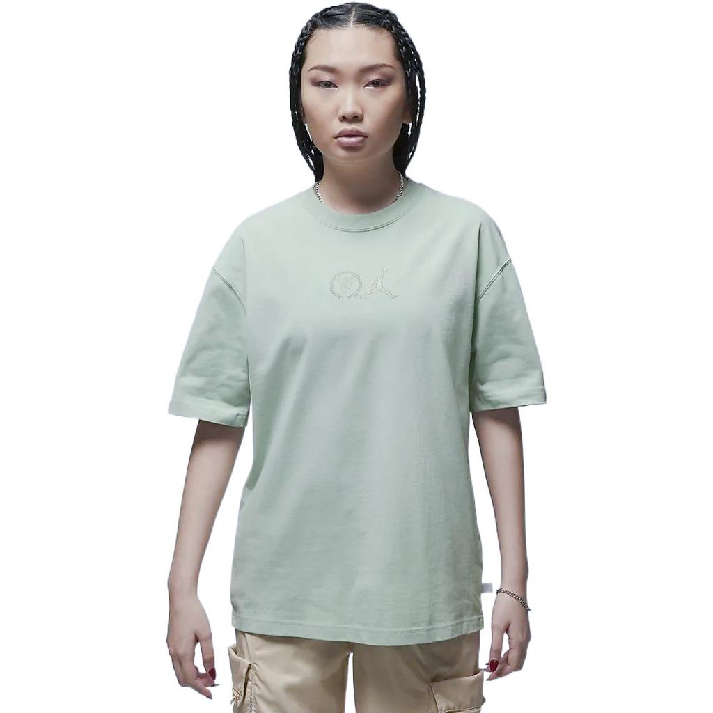 Jordan x Bephies Beauty Supply Collaborative Logo Embroidered Print Creative Round Neck Short Sleeve T-Shirt Women Tops Light-Blue DR1904-017