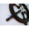 Nautical Handcrafted Wooden Ship Wheel - Home Wall Decor (24 Inches, Black)
