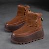 Fashion High Quality 6cm Cow Suede Genuine Leather Autumn Platform Wedge Warm Snow Ankle Boots Winter Women Plush Comfy Booties Shoes