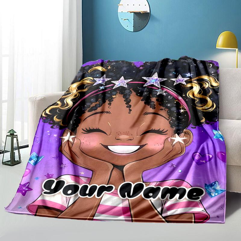 1PC Custom Name Starry Night Smiles outdooor Flannel blankets Throw Blanket All-Season Throw Gift Bedspread for Couch, Bed, Camping Holiday Birthday g