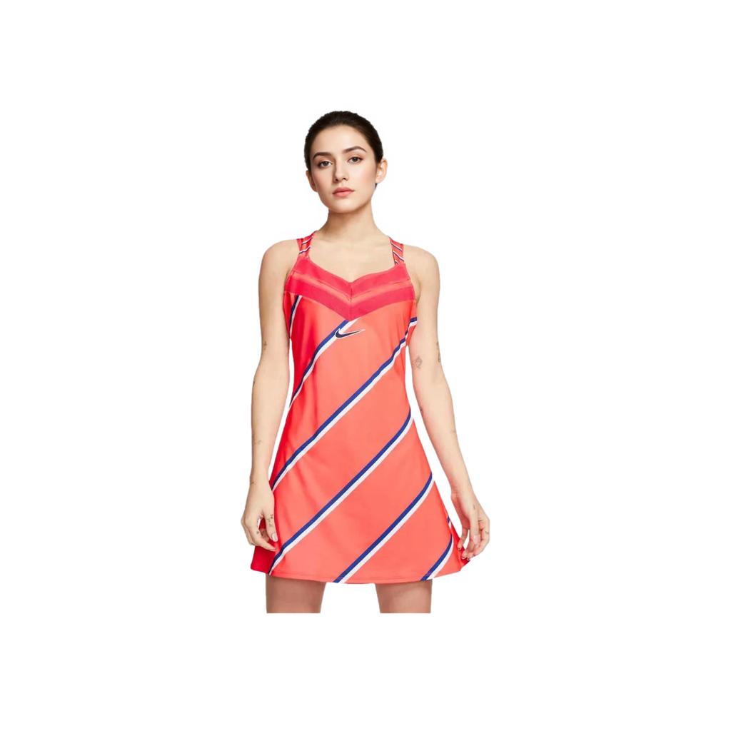 Nike Logo Print Tennis Badminton Sportkleid Damen Kleider Orange Rot CI9227-644