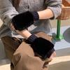 Warm Knitted Gloves Soft Plush Gloves Fashionable Half-Finger Gloves  Women