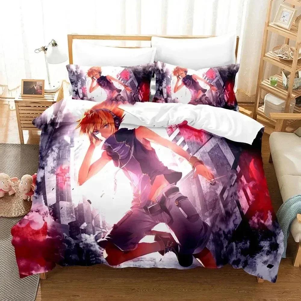 Comforter The World Ends With You Neku Sakuraba Printed Bed Set Bedding Set Linen Sheet Quilt Full Queen King Size