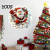 Weihnachtsthema Partyzubehör 3D Weihnachtsmann Wandaufkleber, Abziehbild, Realistischer Durchbruch durch die Innen-Außen-Feiertagsdekorationen Effekt, Selbstklebend