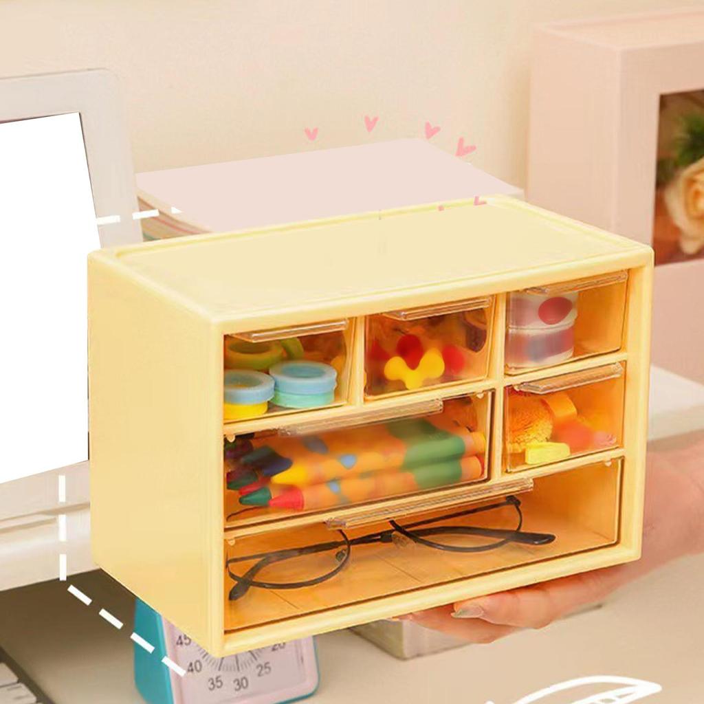 3 Layers Desktop Drawer Storage Box 6 Grids Jewelry Buty Lens Organization Box for Small Items