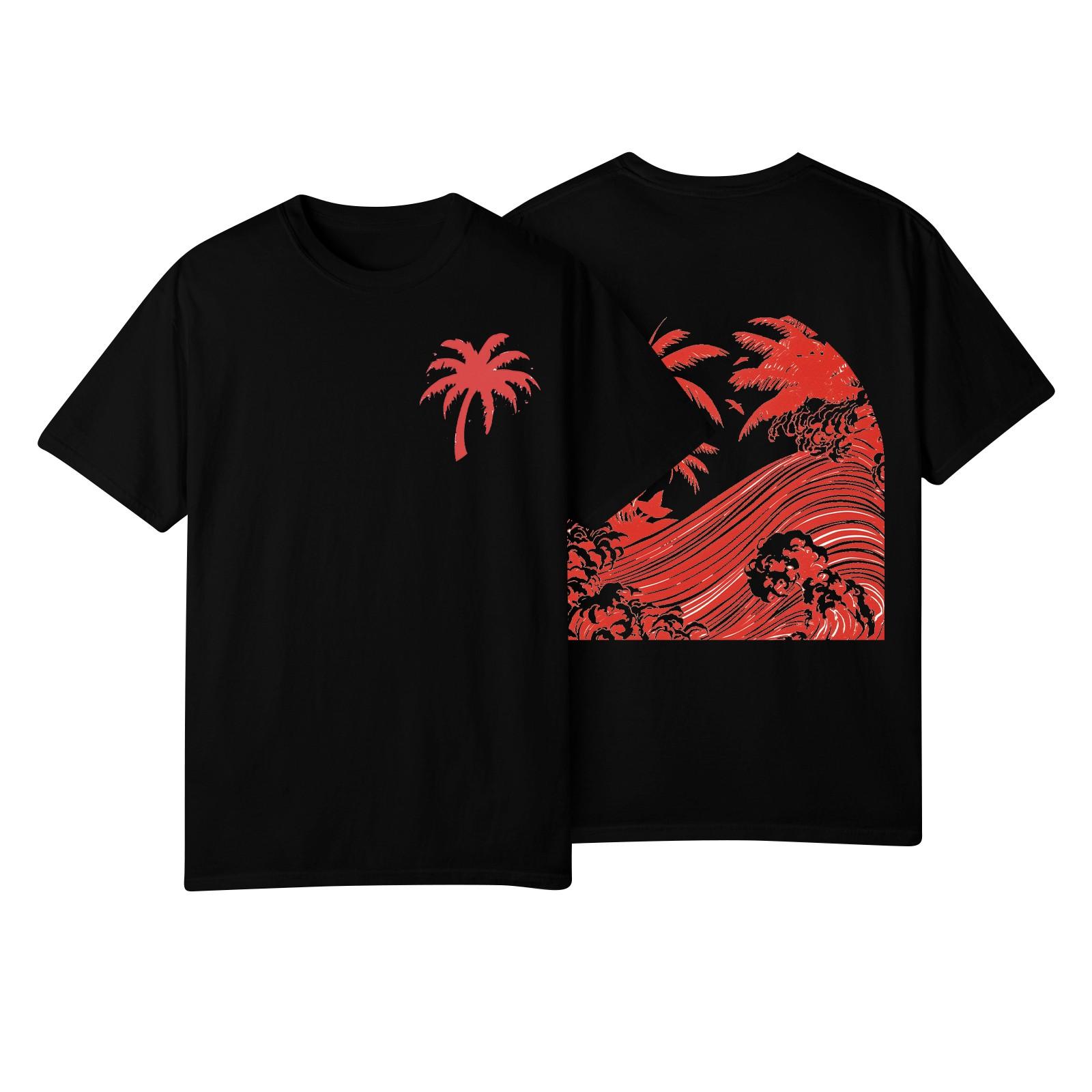 

Женская модная повседневная плиссированная футболка с коротким рукавом с принтом L чёрный