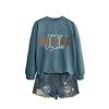 Womens Long Sleeve Round Neck Graphic Print Loose Fit Sweatshirt Casual Fashion Top