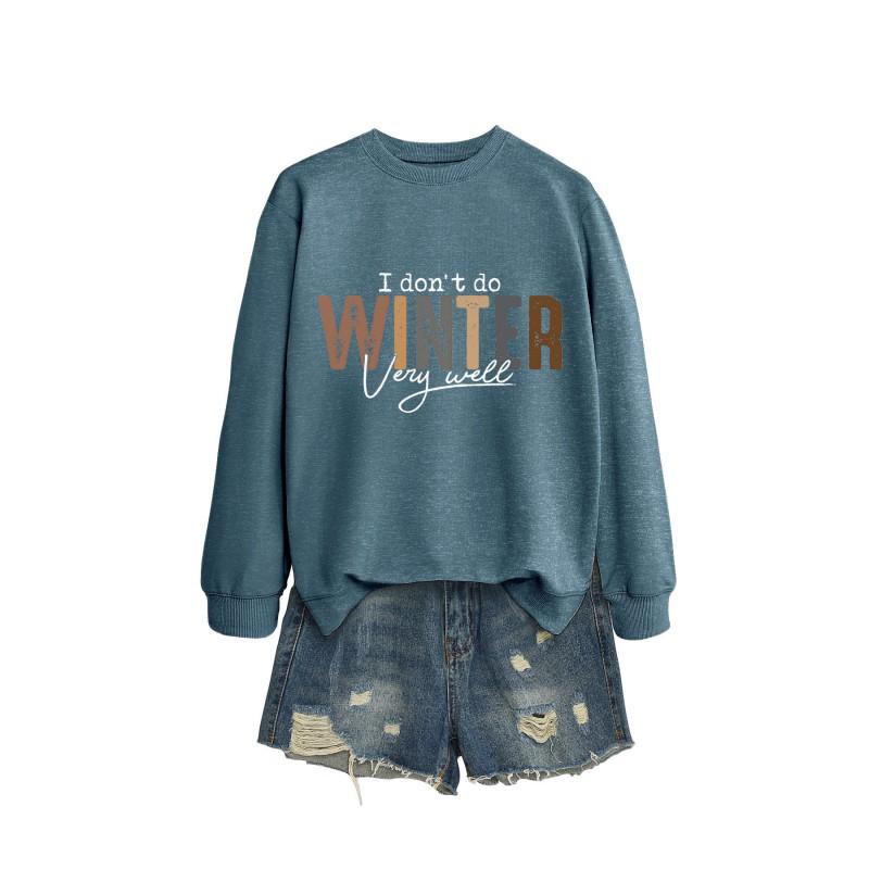 Womens Long Sleeve Round Neck Graphic Print Loose Fit Sweatshirt Casual Fashion Top