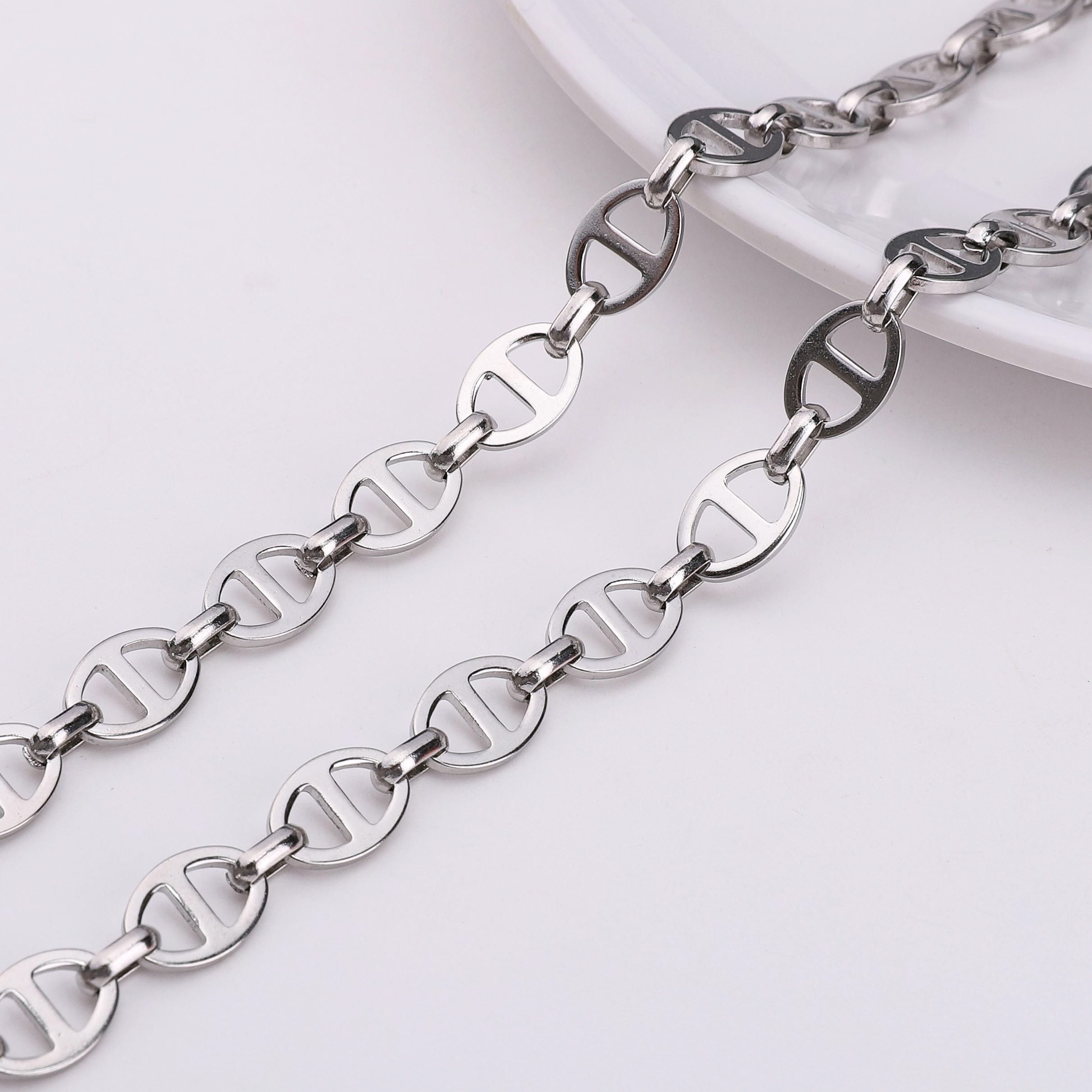 

Цепь из нержавеющей стали, кубинская звеньевая цепь, базовая панк-цепочка для самостоятельного изготовления ожерелья, браслета, ювелирных изделий, аксессуаров 8mm