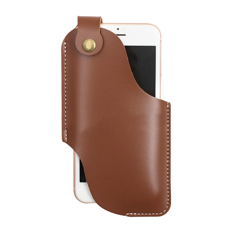 Leather Cell Phone Holster Retro Sheath with Belt Loops Mobile Phone Belt Cover for Mens Outdoor Waist Hanging Belt