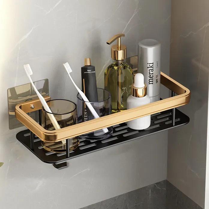 Suction Cup Wall-Mounted Triangle Bathroom Shelf - Space Aluminum, No Drilling Required
