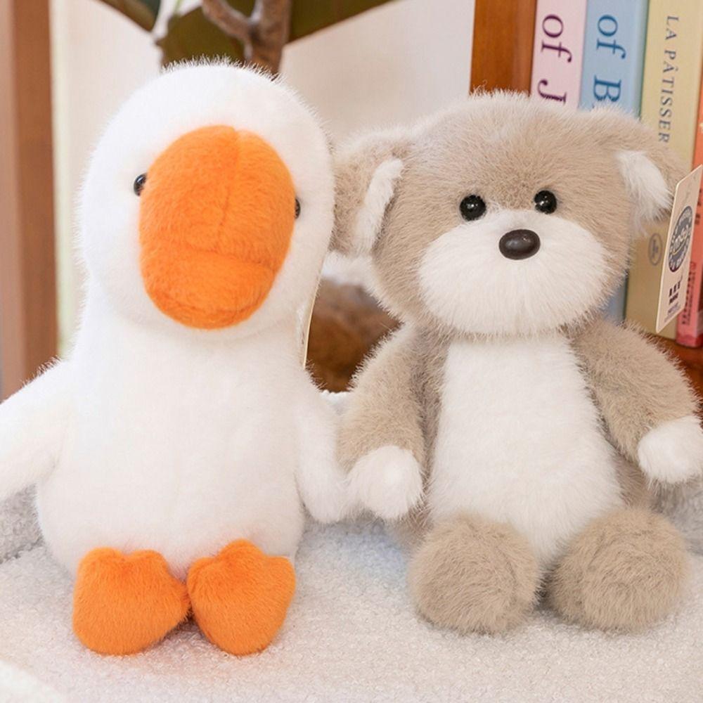Interactive Dog Animals Plush Toys Fluffy Simulated Great White Goose Dolls  Decoration Gifts
