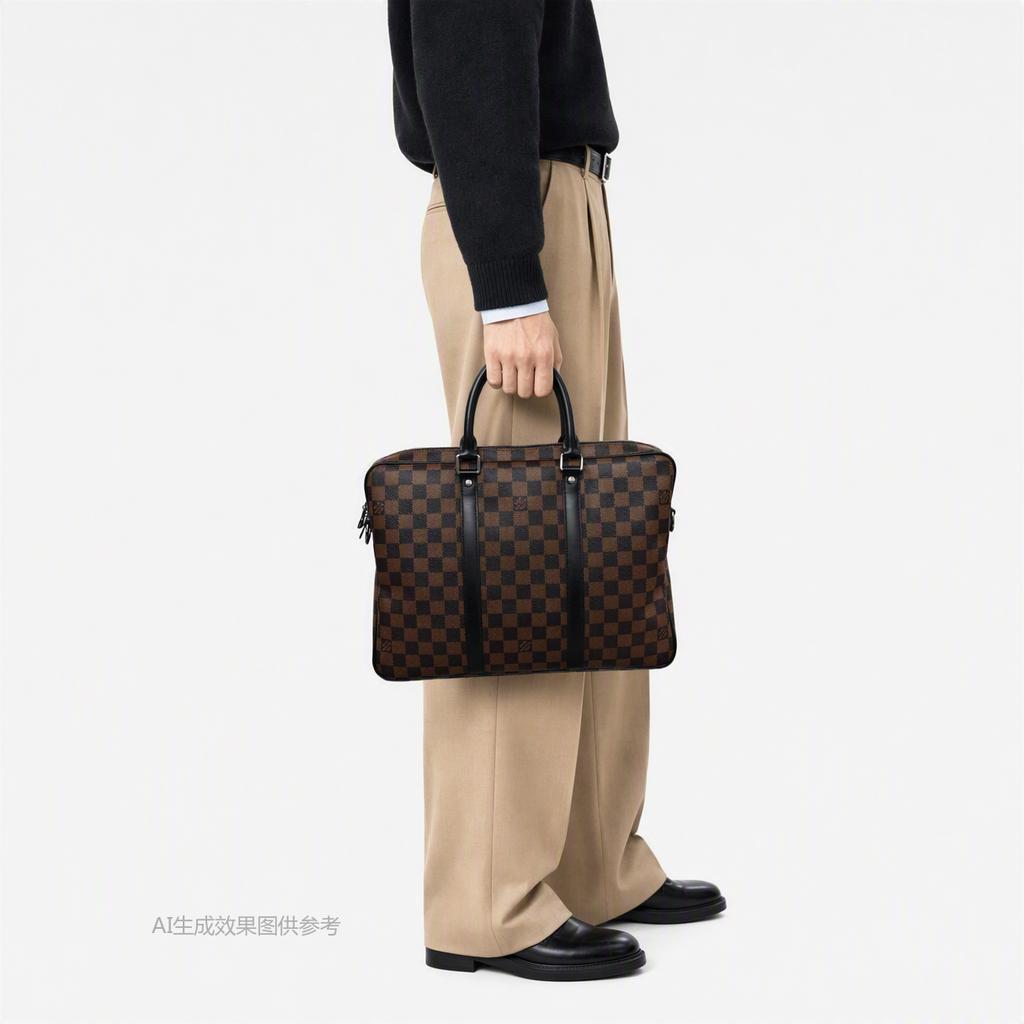 [Pre-Owned] Document Holder Travel Classic Monogram Commuter Canvas Briefcase Laptop Bag Shoulder Crossbody Tote Small - Very Good #NFZ089