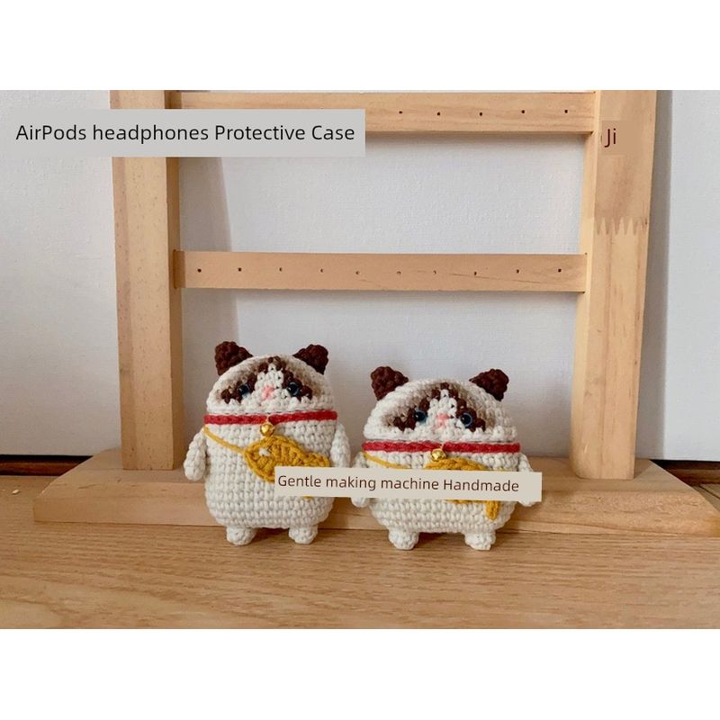 

Case] Handmade Cat Headset Protective Case Crochet Woven Soft Case Apple 2 Generation 3 Generation Pro/Pro2 Stuffed Drop-Resistant Cute Couple Apple Airpods Pro Muppets (7-15 days shipping)