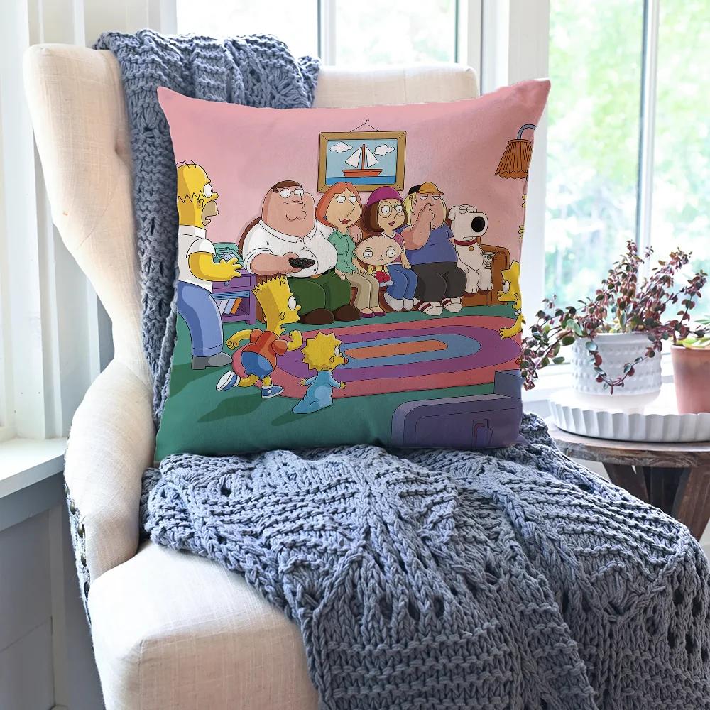 Animated F-family G-guy Drama Cartoon Pillow Case Square Pillow Bedroom Sofa Leisure ComfortCarLiving Room Home Decoration 40X40