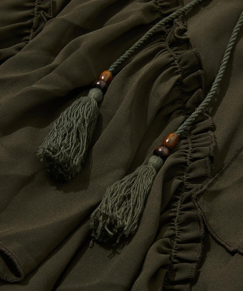 Penfield Boho Chic Diagonal Frill Skirt Olive_Fs2Ws88F