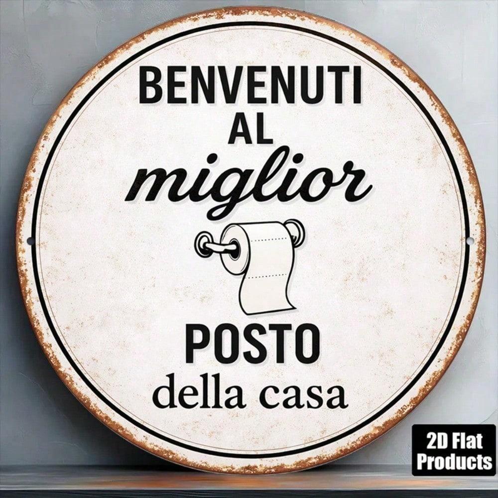 Vintage Welcome To The Best Home Round Metal Sign 8x8in Funny Bathroom Kitchen Bar Wall Decor Gift