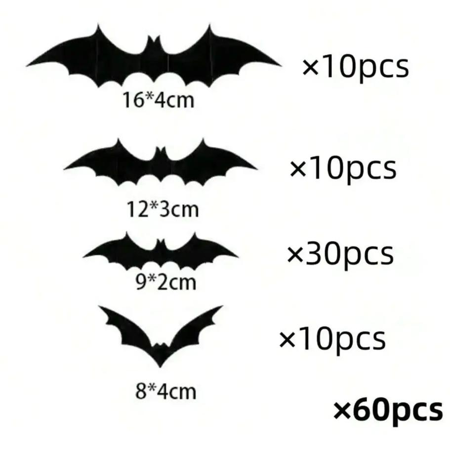 3D Waterproof Black Bats Wall Decor Halloween Decor