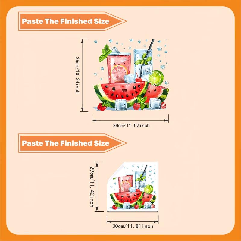 Watermelon Drink Wall Sticker for Kitchen Self Adhesive Decal for Refrigerator Summer Fruit Art Decoration for Home Cafe