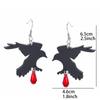 Gothic Black Romantic Crow Dangle Drop Earrings for Women Dark Halloween Zircon Girls Cool Fashion Accessories