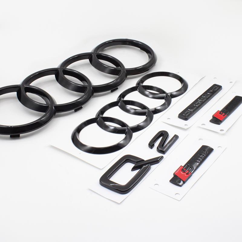 ABS 4Ring Logo 285mm 202mm Car Hood Front Bonnet Grill Rear Trunk Emblem Badge Sticker S Line For new Q2 2016-2018 Accessories
