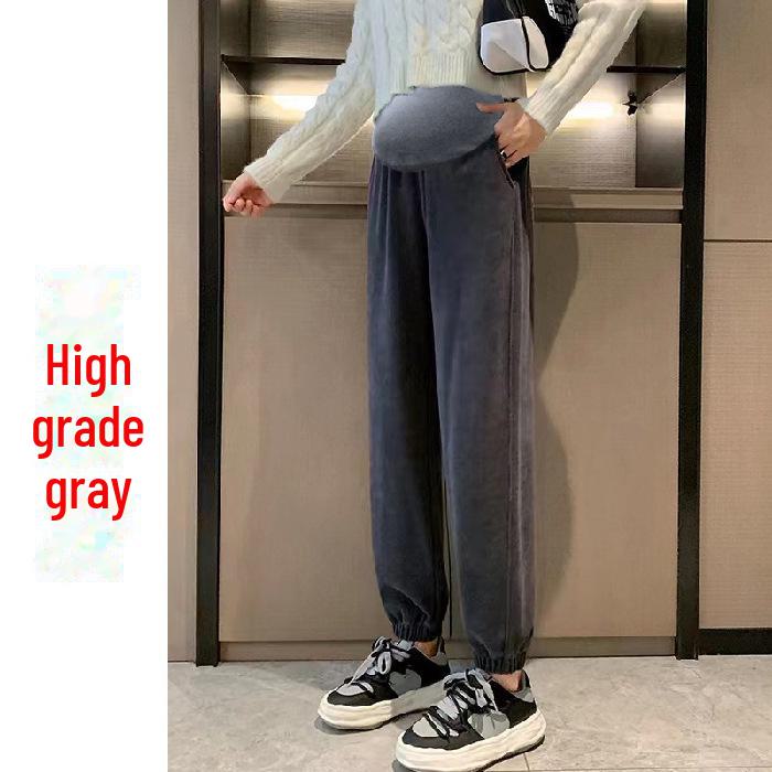 European Chenille Cotton Velvet Maternity Leggings – Thick, Slimming, Winter Sweatpants