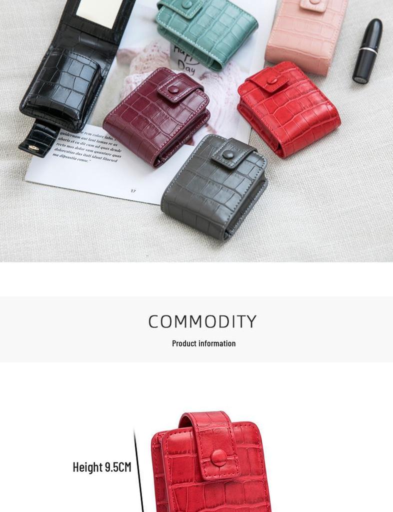 Xiangyin Tragbare Leder-Make-up-Tasche mit Spiegel für Damen