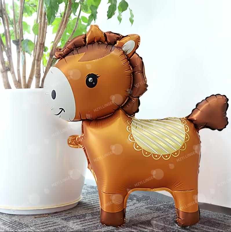 Cartoon Cute Styling Pony Balloon Horse Aluminum Film Balloon for Farm Party Photography Props Birthday Decoration