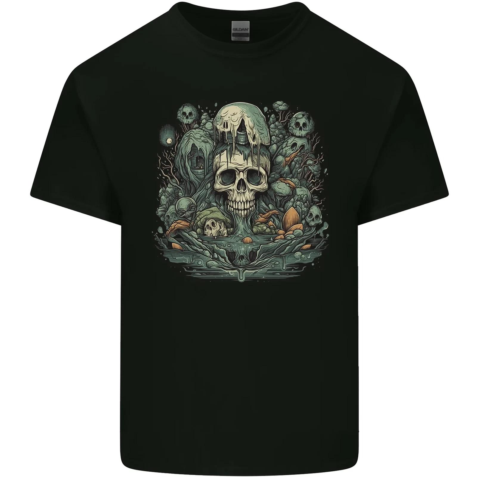 Skull City Biker Gothic Evil Kids T-Shirt Childrens XL