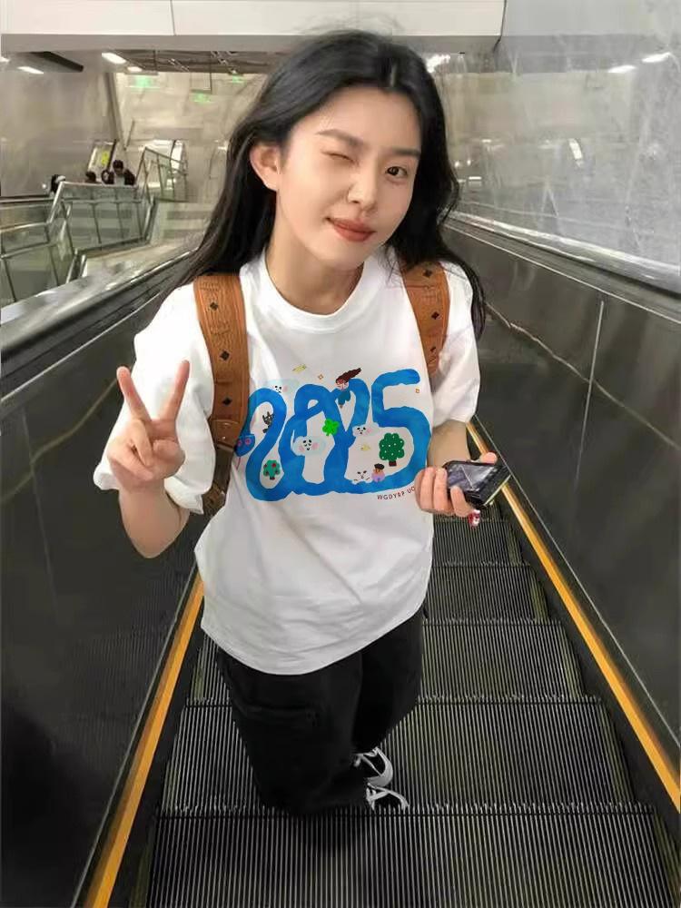 

Women s 2025 Right Shoulder Design Loose Fit Summer T-shirt XXL темно-серого