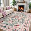 Retro Floral Rugs for Living Room Machine Washable Non-Slip Sofa Coffee Table Floor Mat Modern Luxury Home Bedroom Carpet Tapis