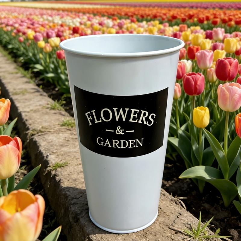 Farmhouse Decorative Flower Bucket Galvanized Metal Vases for Flowers Rustics French Tin Planter Bucket for Centerpieces