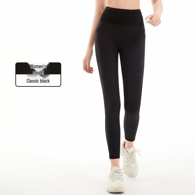 

Women s Kangaroo Pocket Leggings: 6-Pocket Yoga, Running, Cycling, Training, Autumn/Winter XL (150-170 lbs) чорний