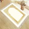 Velvet Islamic Salat Mat Simple Golden Arch Mihrab Pattern Anti Slip Portable Prayer Rug Eid Home Decor Gift