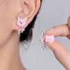 Star Pink Bow Puppy Earrings Niche Cute High-end Temperament Sweet Design Earrings