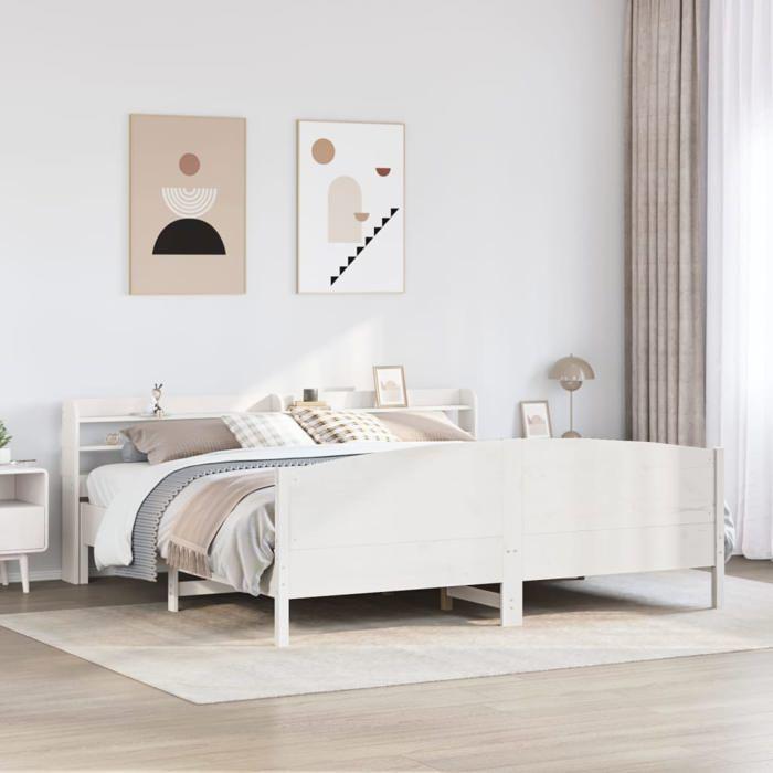 VidaXL Bed Frames Without Mattress White 200x200 Cm Solid Pine Wood 3306955