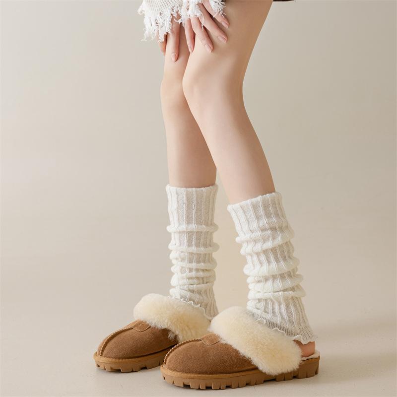 Maillard Color Stacking Socks Cover Thermal Wool Leg Cover Knitted Socks Cover Y2K Thick Line Snow Boots Socks Cover