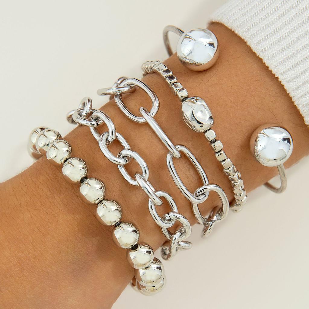 Exaggerated chain bracelet set, punk heart-shaped open bracelet bracelet wholesale